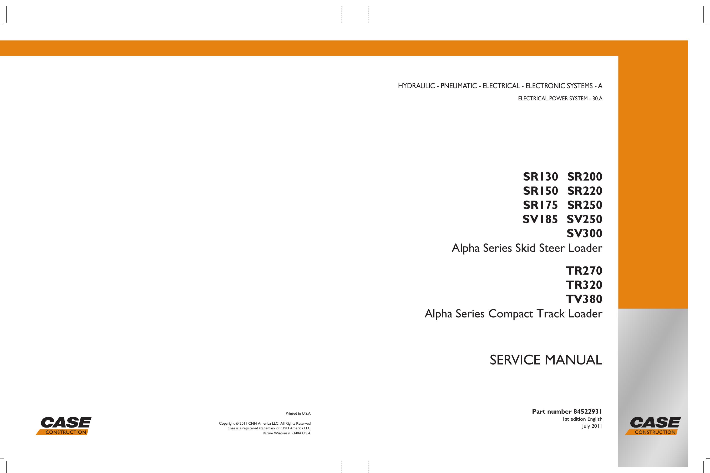 SR130,150,175,200,220,250,SV185,250,300-Hydraulic,Pneumatic,Electric SERVICE MANUAL